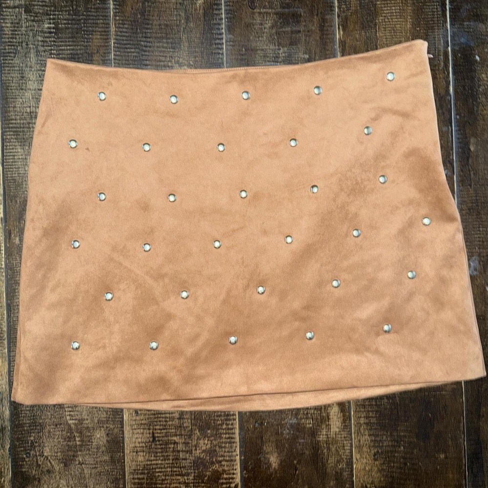 The Future Collective Women's Suede Studded Mini A-Line Skirt